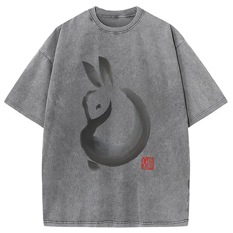 Modecanvas Ink Rabbit DTG Printing Washed T-Shirt