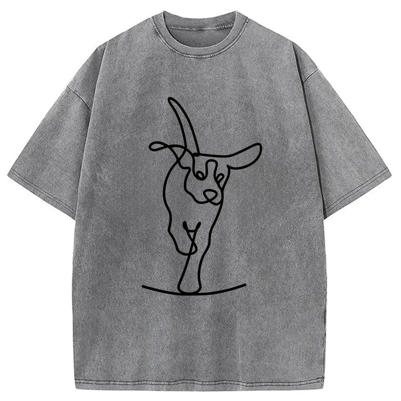 Modecanvas Minimalist Dog DTG Printing Washed T-Shirt