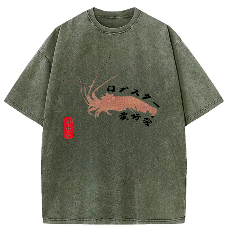 Modecanvas Lobster Lover Club DTG Printing Washed T-Shirt