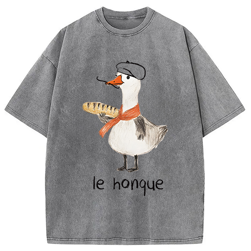 Modecanvas Funny French Goose DTG Printing Washed T-Shirt