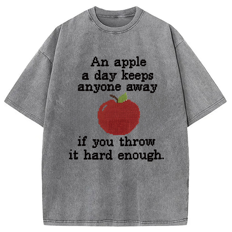 Modecanvas An Apple A Day DTG Printing Washed T-Shirt