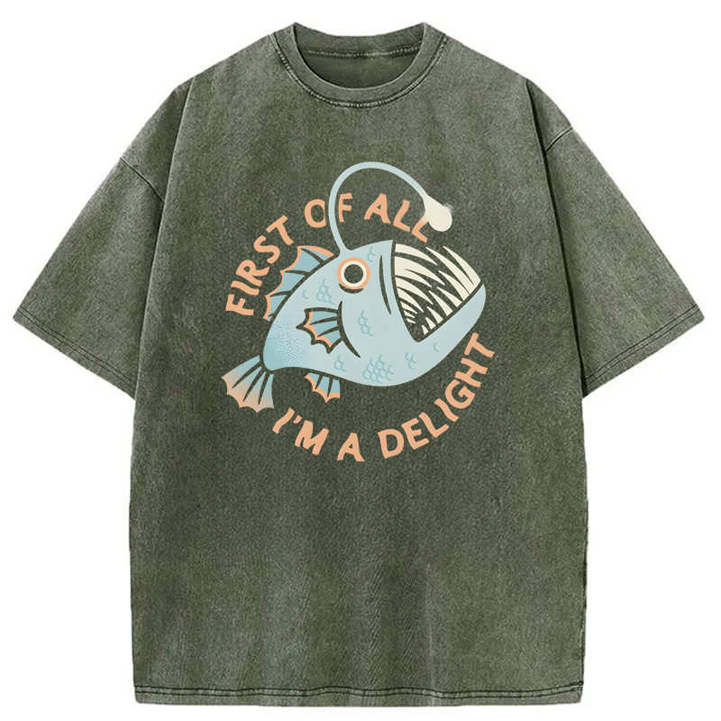 Modecanvas First Of All I'm A Delight DTG Printing Washed T-Shirt