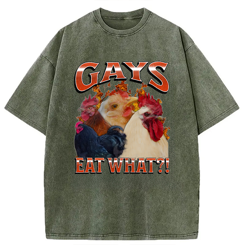 Modecanvas Gays Eat What?! DTG Printing Washed T-Shirt