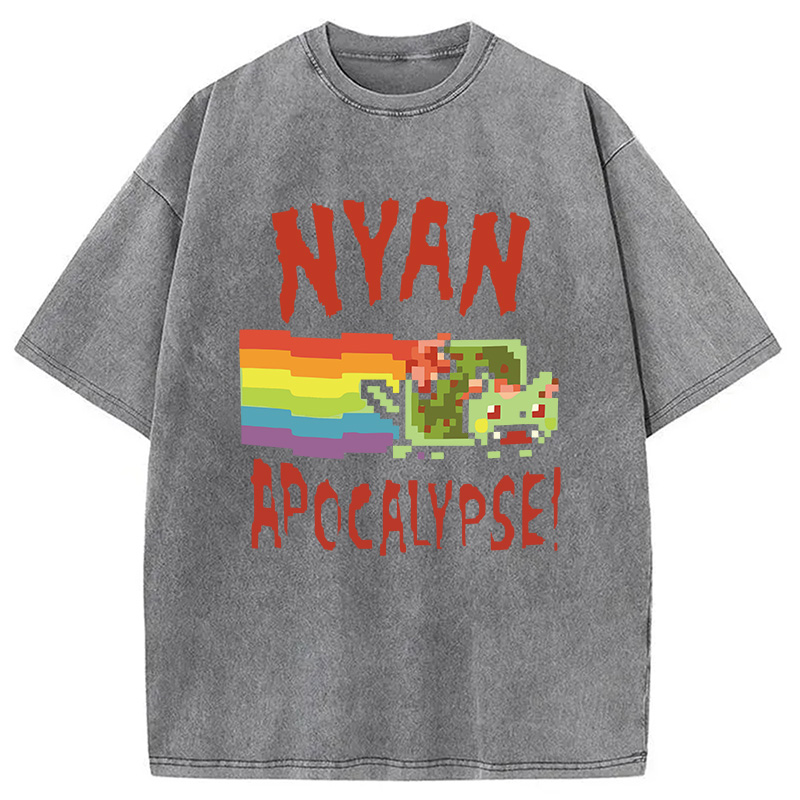 Modecanvas Nyan Apocalypse DTG Printing Washed T-Shirt