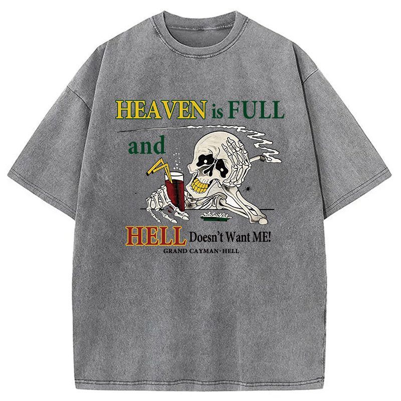Modecanvas Heaven Is Full DTG Printing Washed T-Shirt