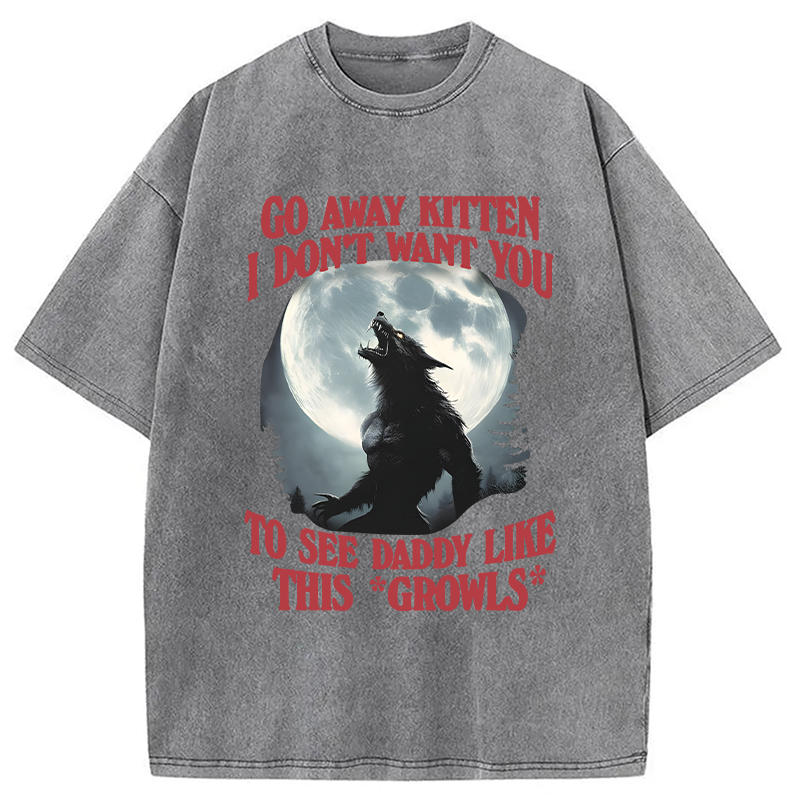 Modecanvas Go Away Kitten DTG Printing Washed T-Shirt