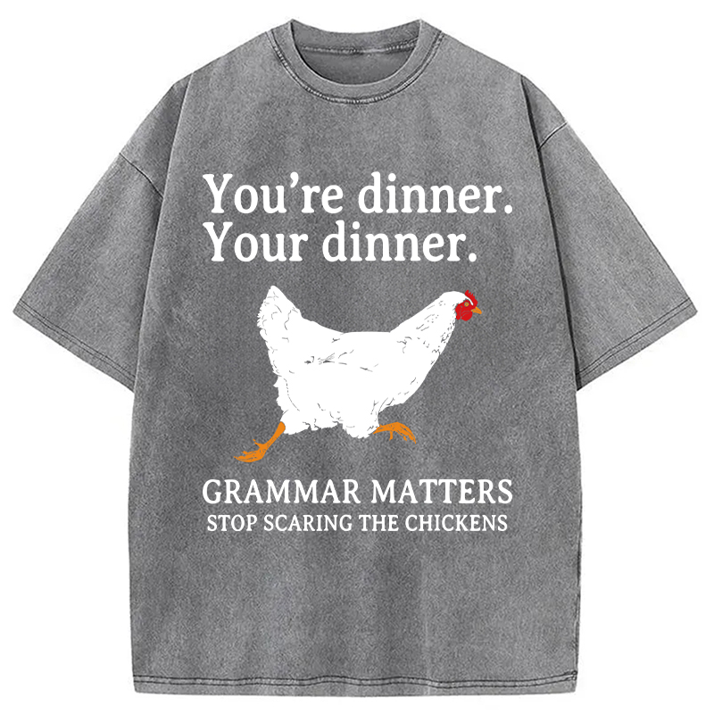 Modecanvas Stop Scaring The Chickens Meme DTG Printing Washed T-Shirt