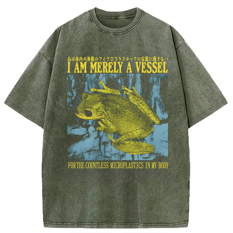 Modecanvas Funny Vintage Japanese Frog Washed T-Shirt-modecanvas
