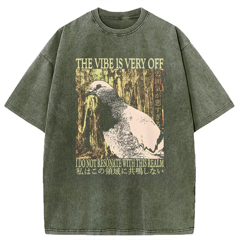 Modecanvas The Vibe is Very Off Washed T-Shirt-modecanvas