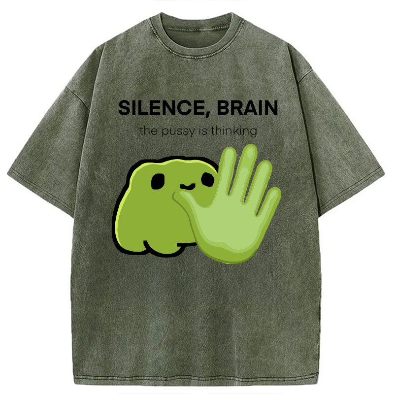 Modecanvas Silence, Brain DTG Printing Washed T-Shirt