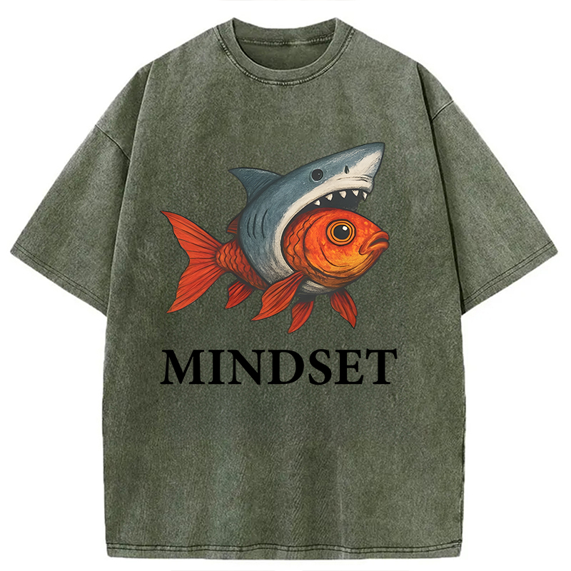 Modecanvas Goldfish Shark Mindset DTG Printing Washed T-Shirt