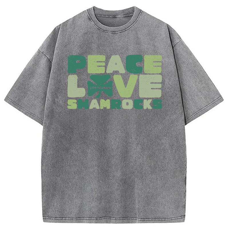 Modecanvas Peace Love Shamrocks DTG Printing Washed T-Shirt