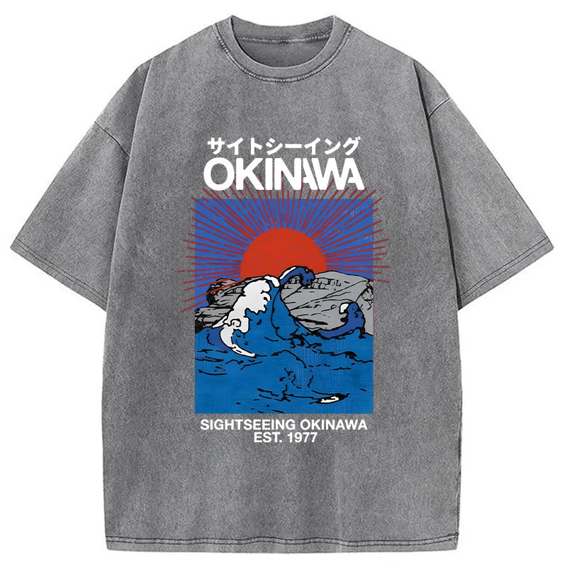 Modecanvas Sightseeing Okinawa DTG Printing Washed T-Shirt