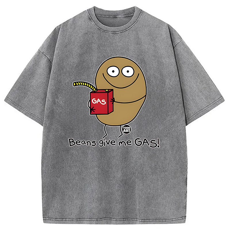 Modecanvas Beans Give Me Gas DTG Printing Washed T-Shirt