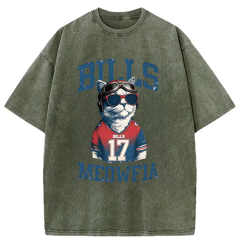 Modecanvas Bills Meowfia Cat DTG Printing Washed T-Shirt