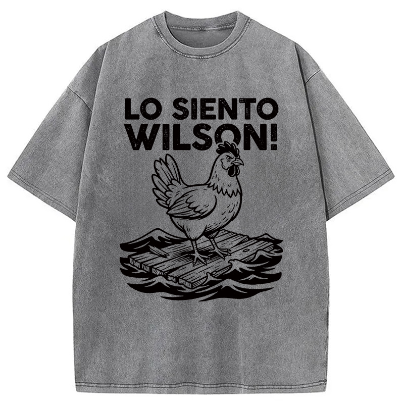 Modecanvas Lo Siento Wilson Chicken Meme DTG Printing Washed T-Shirt