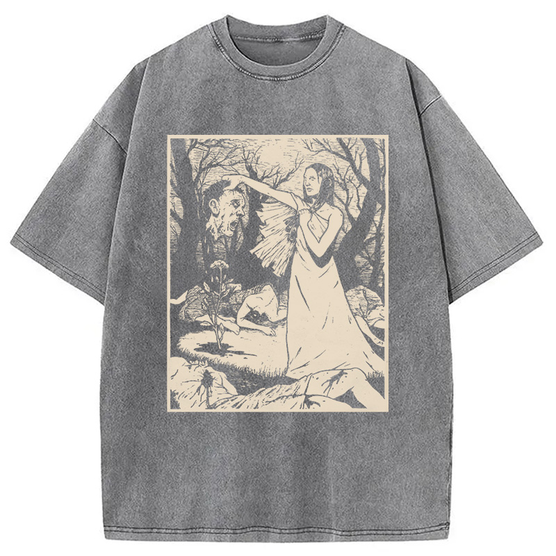 Modecanvas Headhunter Witch DTG Printing Washed T-Shirt