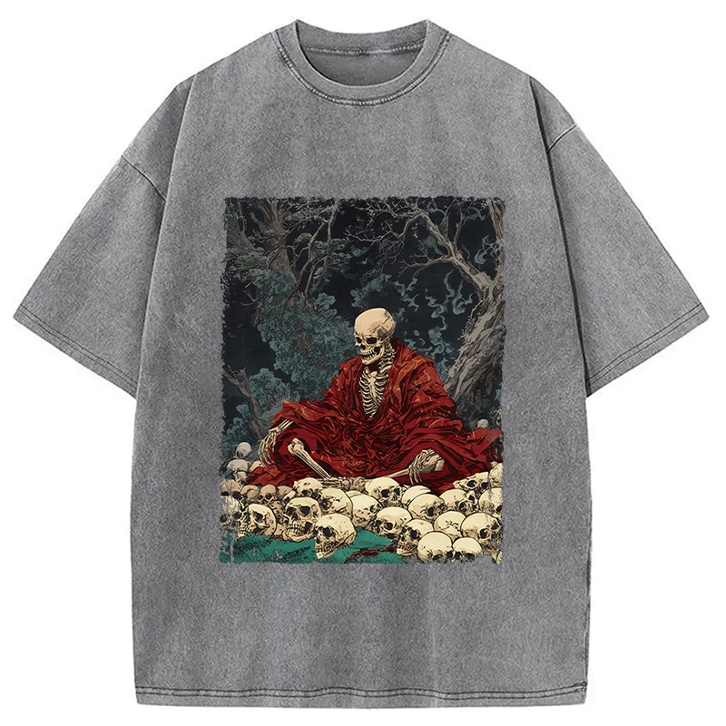 Modecanvas Guardian Of The Skulls DTG Printing Washed T-Shirt-modecanvas