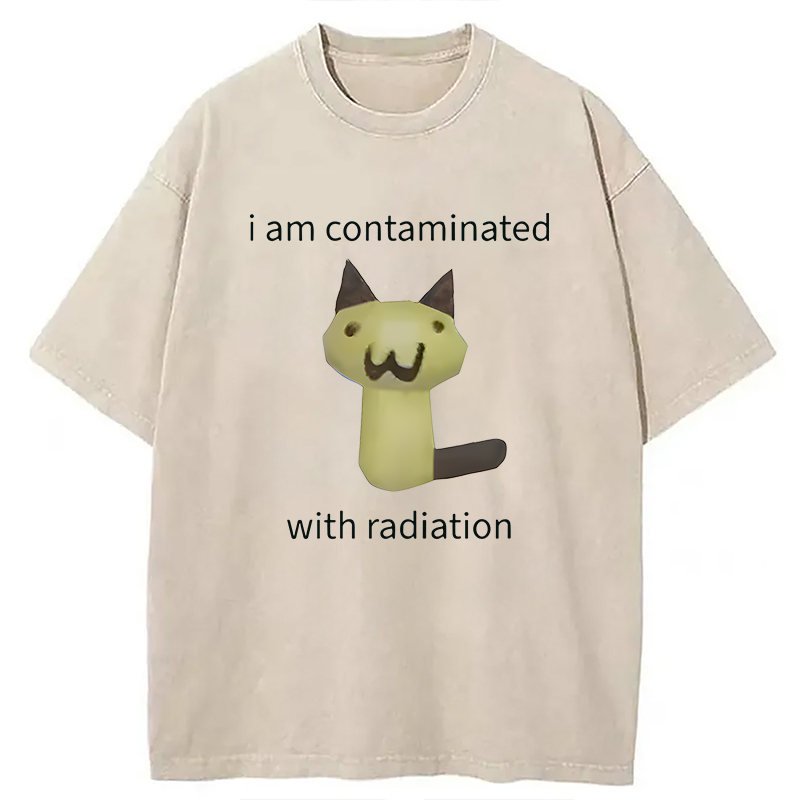 Modecanvas Radioactive Cat Meme DTG Printing Washed T-Shirt