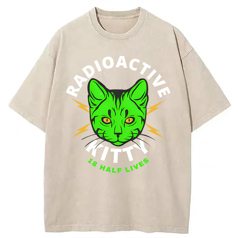Modecanvas Radioactive Kitty DTG Printing Washed T-Shirt