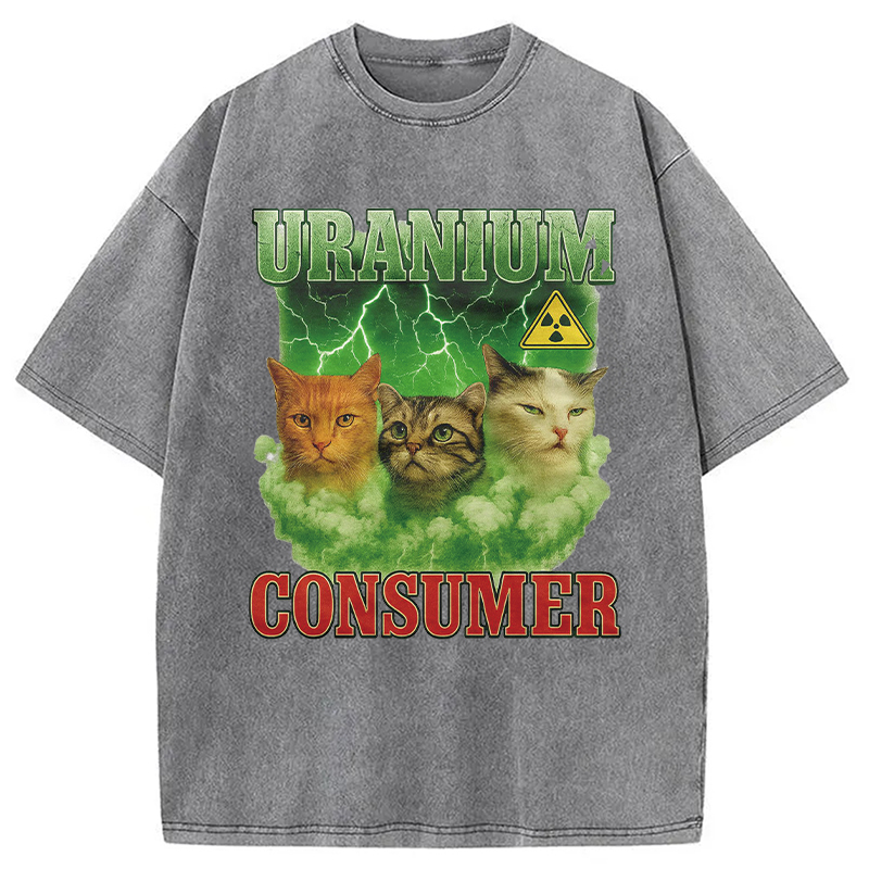 Modecanvas Uranium Consumer Cat DTG Printing Washed T-Shirt