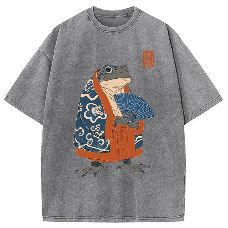 Modecanvas Frog Kimono DTG Printing Washed T-Shirt