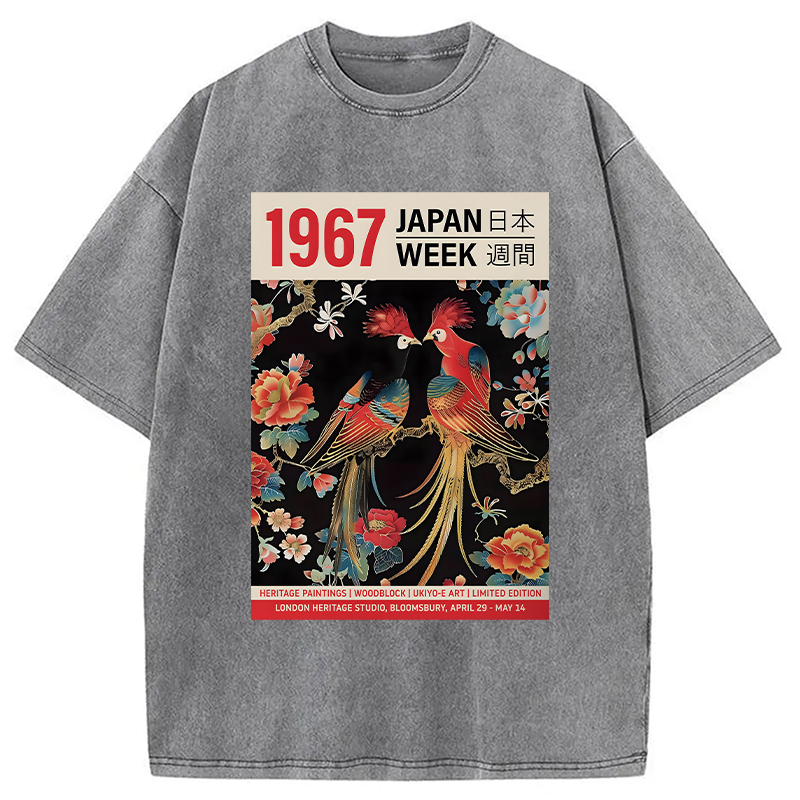 Modecanvas Love Birds DTG Printing Washed T-Shirt