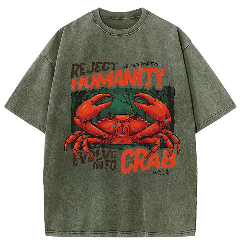 Modecanvas Horror Crab DTG Printing Washed T-Shirt