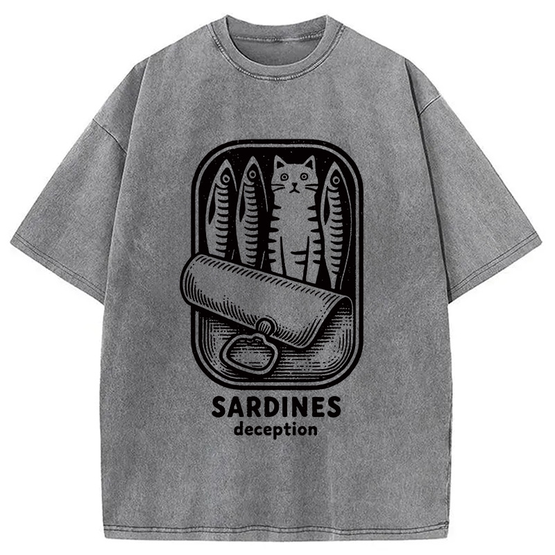 Modecanvas Funny Can Of Sardines Washed T-Shirt