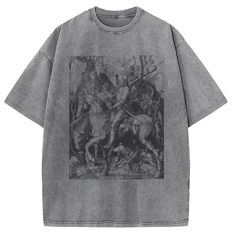 Modecanvas 90s Vintage Dark Art DTG Printing Washed T-Shirt