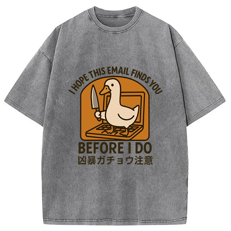 Modecanvas Goose With A Knife Washed T-Shirt-modecanvas