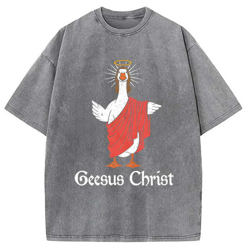Modecanvas Geesus Christ Funny DTG Printing Washed T-Shirt
