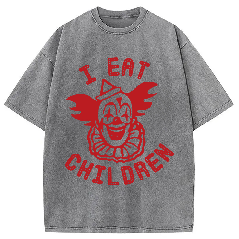 Modecanvas I Eat Children DTG Printing Washed T-Shirt
