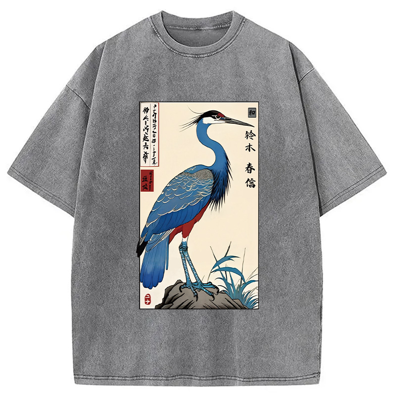 Modecanvas Colorful Crane Washed T-Shirt