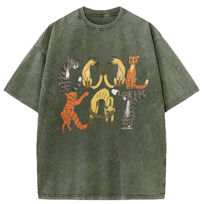 Modecanvas Cool Cat DTG Printing Washed T-Shirt