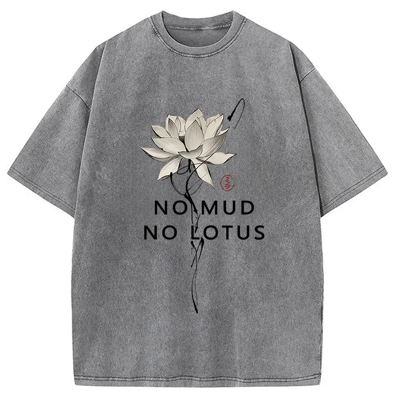 Modecanvas Japanese Zen Lotus Washed T-Shirt-modecanvas
