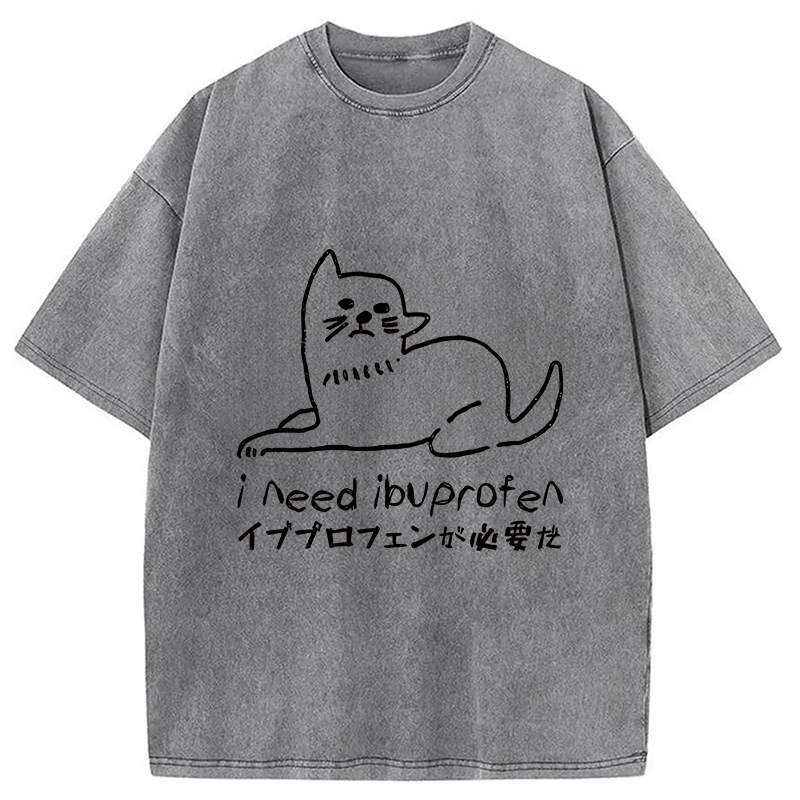 Modecanvas Cats Who Need Ibuprofen Washed T-Shirt
