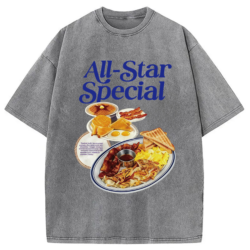 Modecanvas All-Star Special Breakfast DTG Printing Washed T-Shirt
