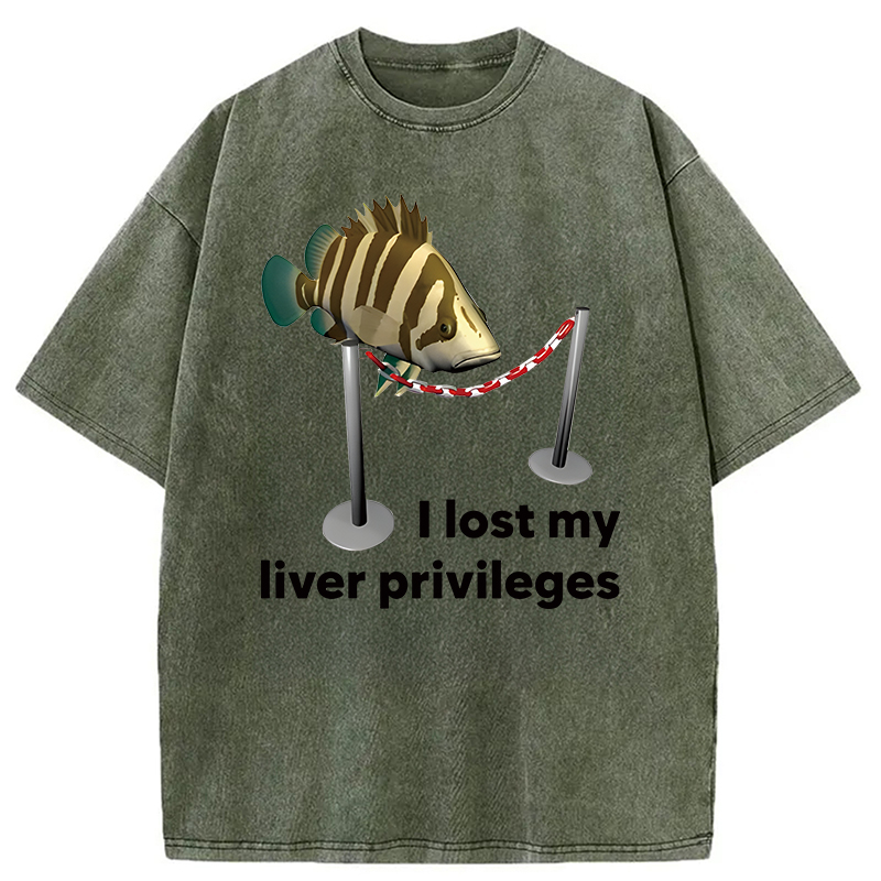 Modecanvas Funny Fish Meme DTG Printing Washed T-Shirt