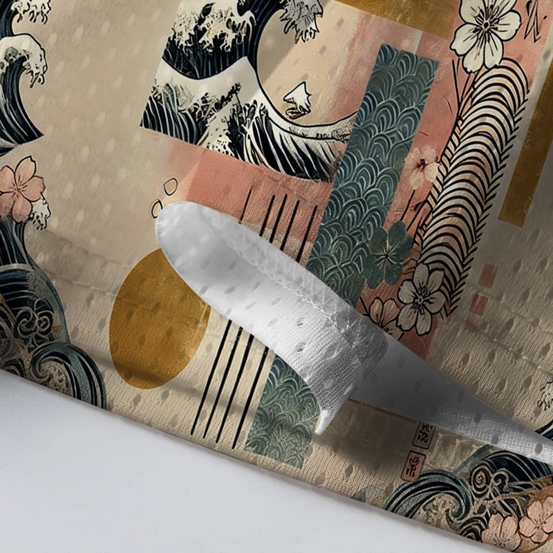 Modecanvas Japanese Wave Mosaic Mesh Jersey-modecanvas