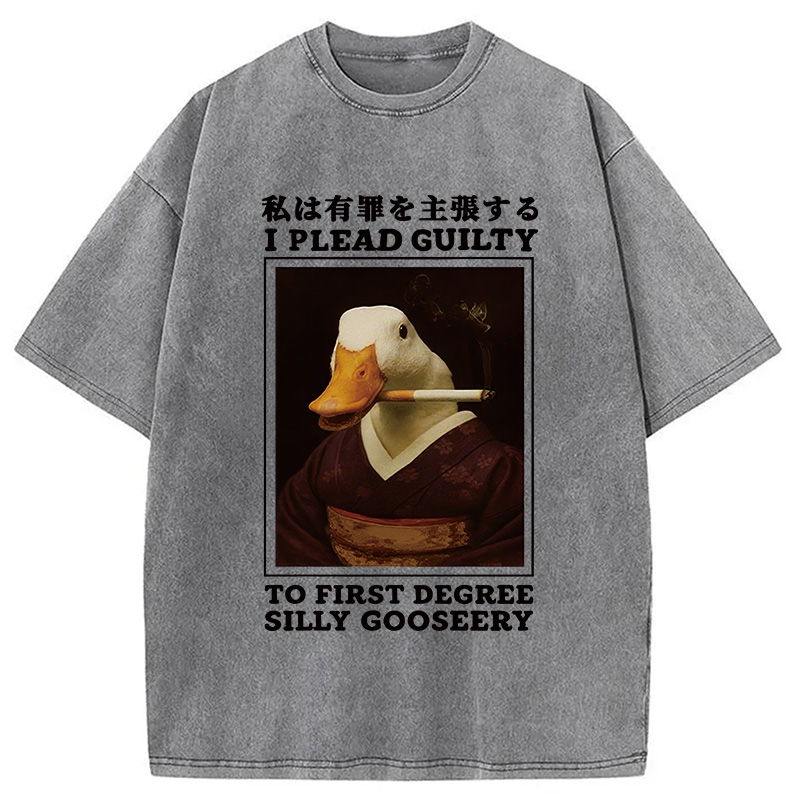 Modecanvas Silly Goose Smoking Funny Washed T-Shirt