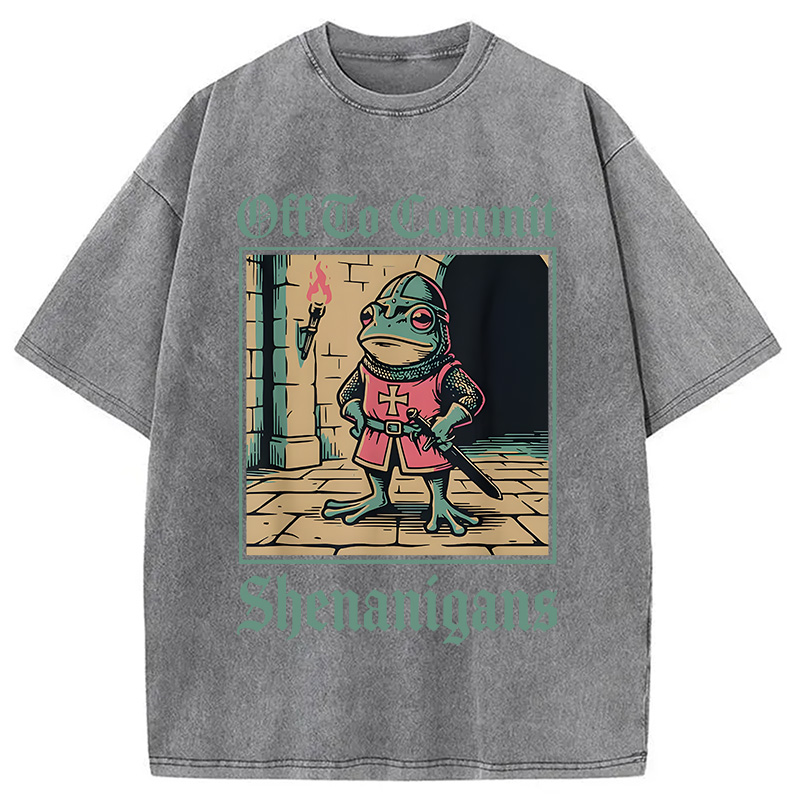 Modecanvas Off To Commit Shenanigans DTG Printing Washed T-Shirt