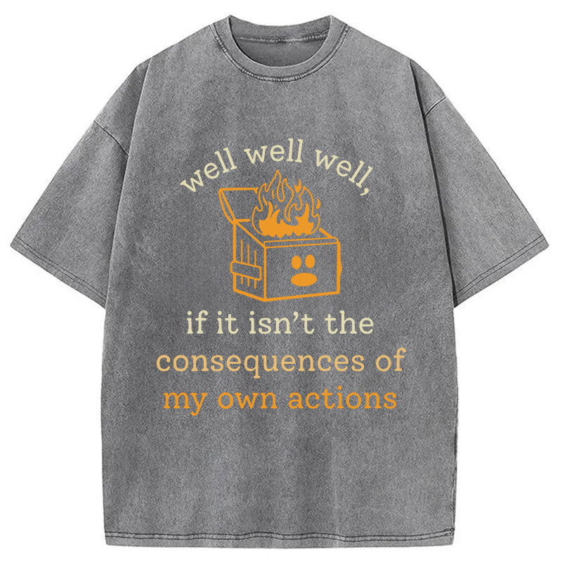 Modecanvas Dumpster Fire Self-Deprecating Humor DTG Printing Washed T-Shirt