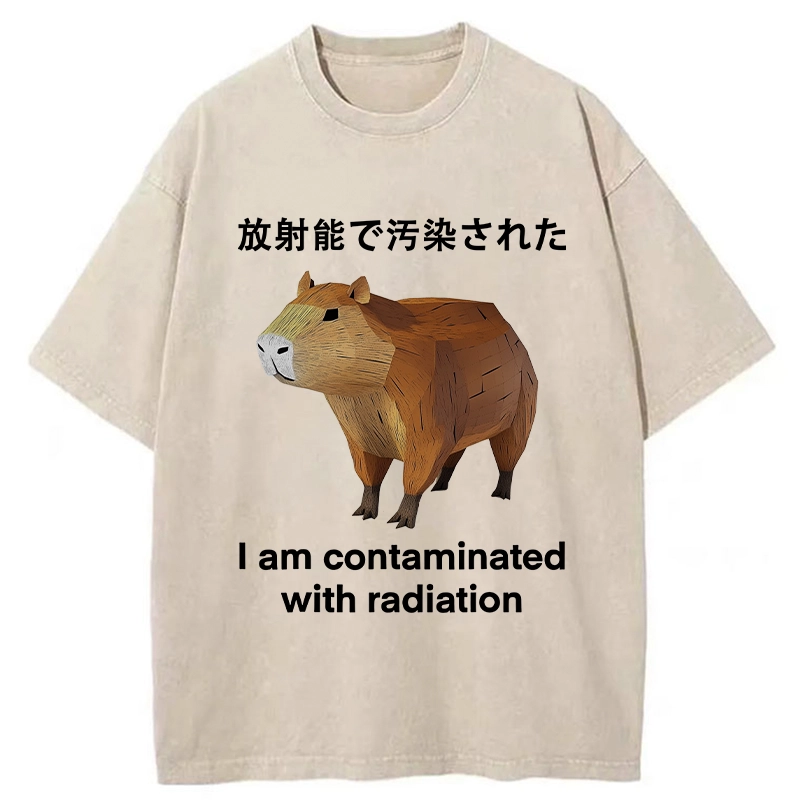 Modecanvas Capybara Contaminated By Radiation Washed T-Shirt-modecanvas