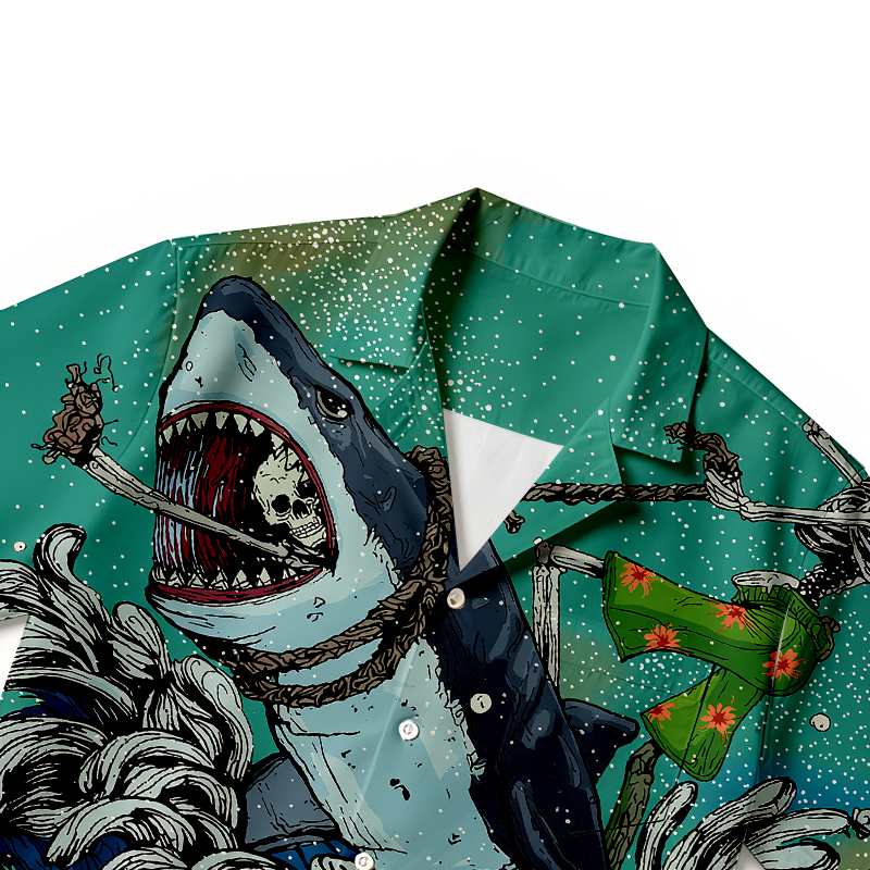 Modecanvas Shark Surfboard Hawaiian Shirt