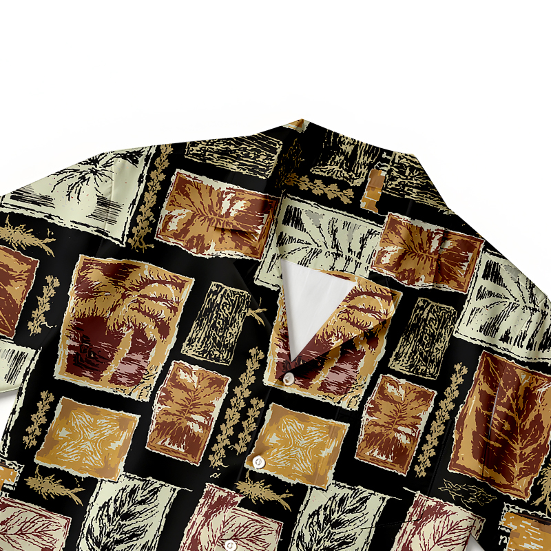 Modecanvas Tribal Palm Patchwork Hawaiian Shirt