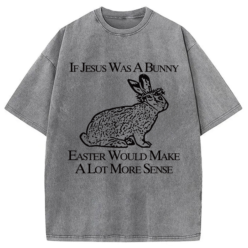 Modecanvas If Jesus Was A Bunny Easter Would Make A Lot More Sense DTG Printing Washed T-Shirt