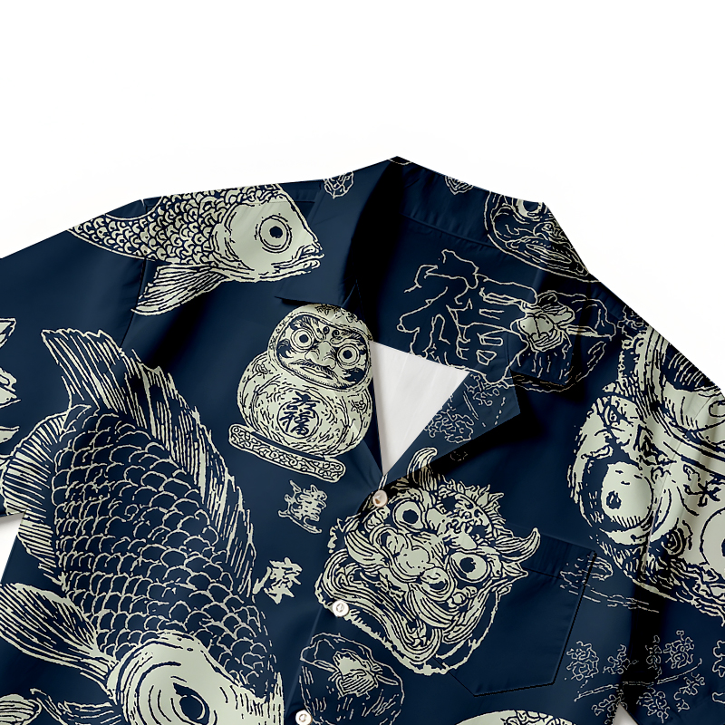 Modecanvas Daruma And Koi Hawaiian Shirt-modecanvas