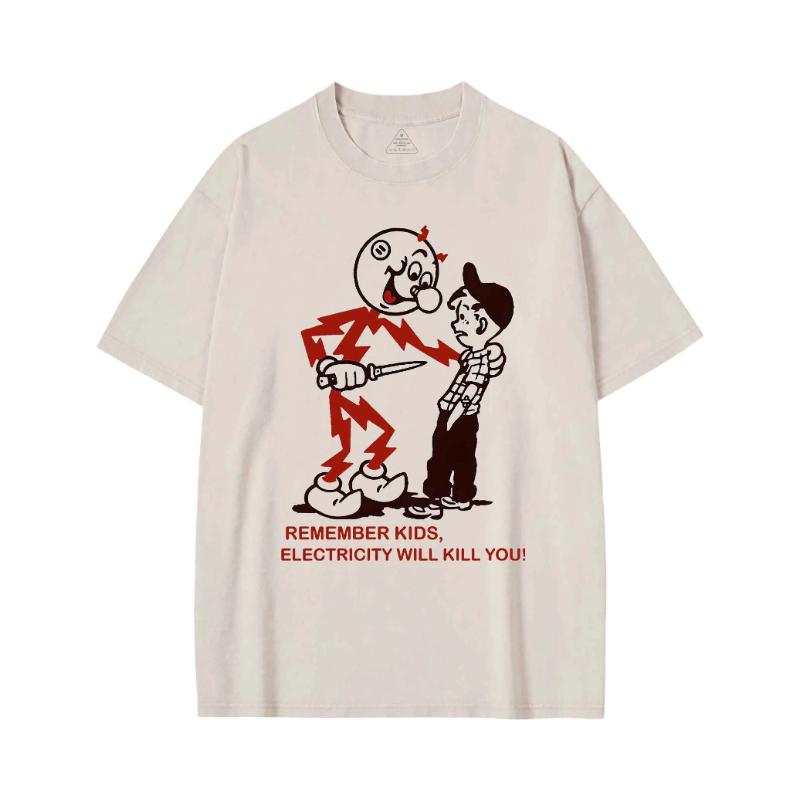 Modecanvas Electricity Will Kill You Washed T-shirt