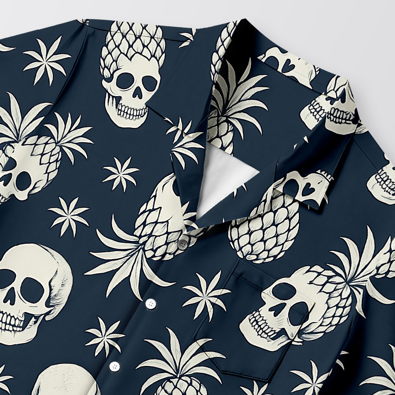 Modecanvas Pineapple Skull Aloha Hawaiian Shirt